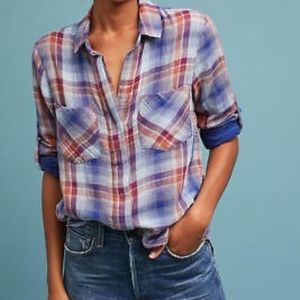 Anthropologie Cloth and Stone Plaid Button-down